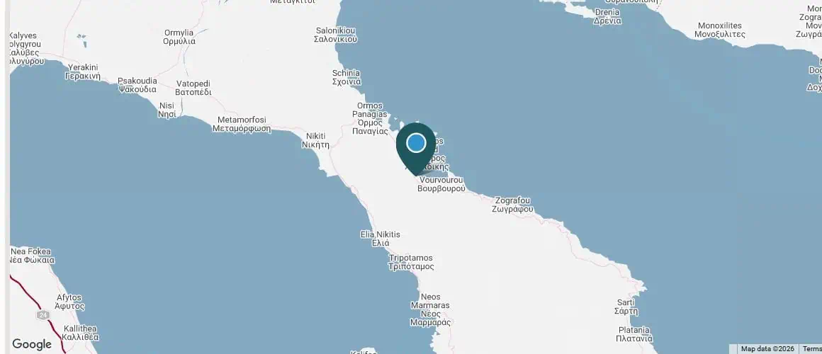 Map of Vourvourou showing Studios Anna